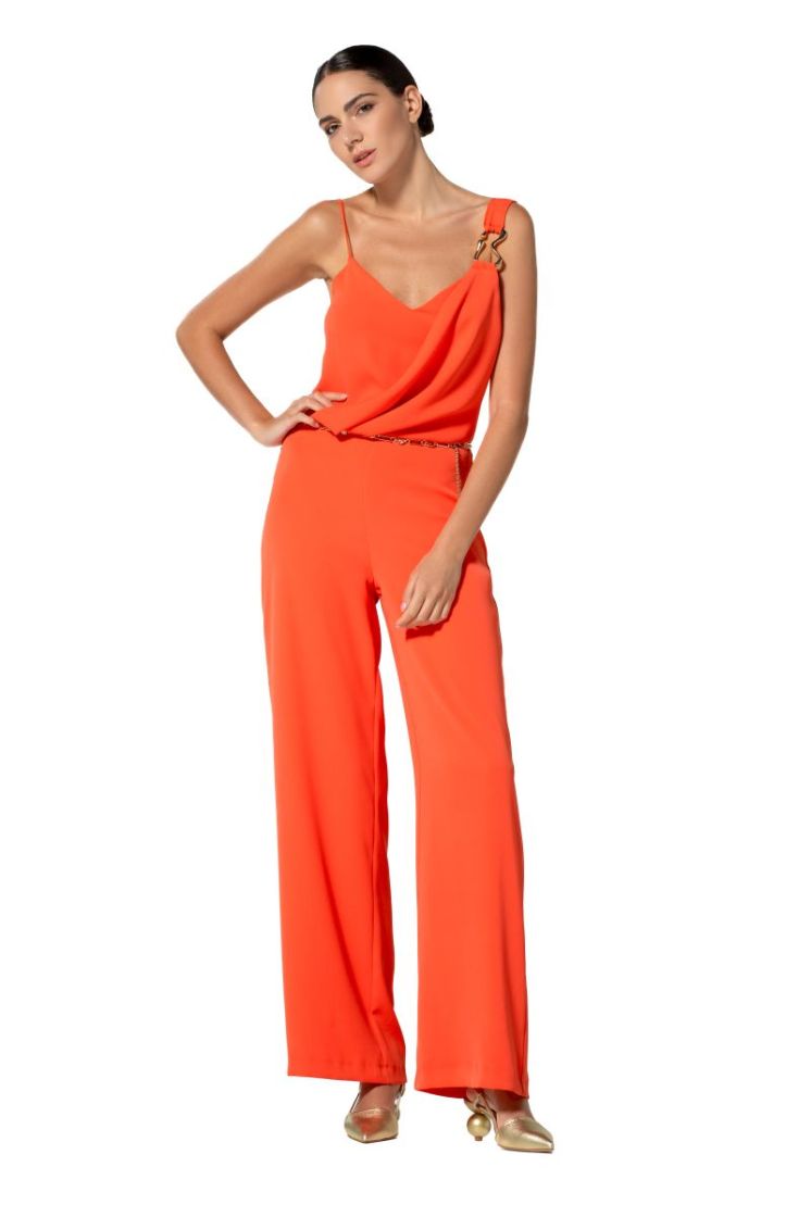 Soepelvallende geklede jumpsui 51 Coral Red