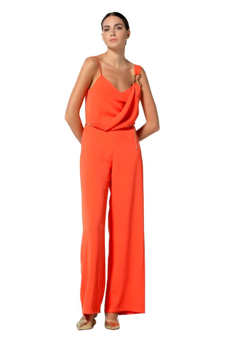 Soepelvallende geklede jumpsui 51 Coral Red