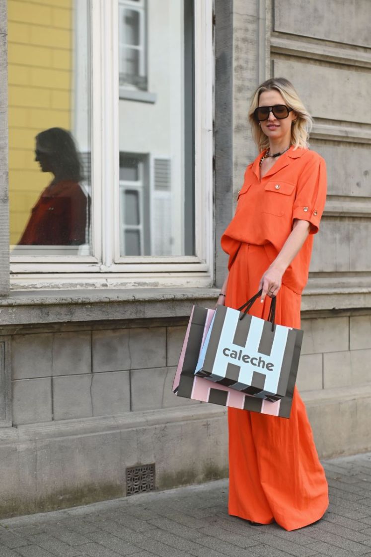 Wijde broek met plooidetail, n 54 Orange