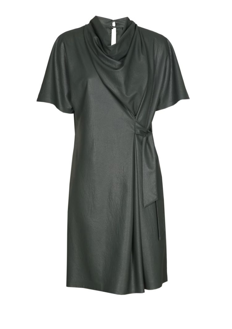 Korte jurk in vegan leather 61 Green